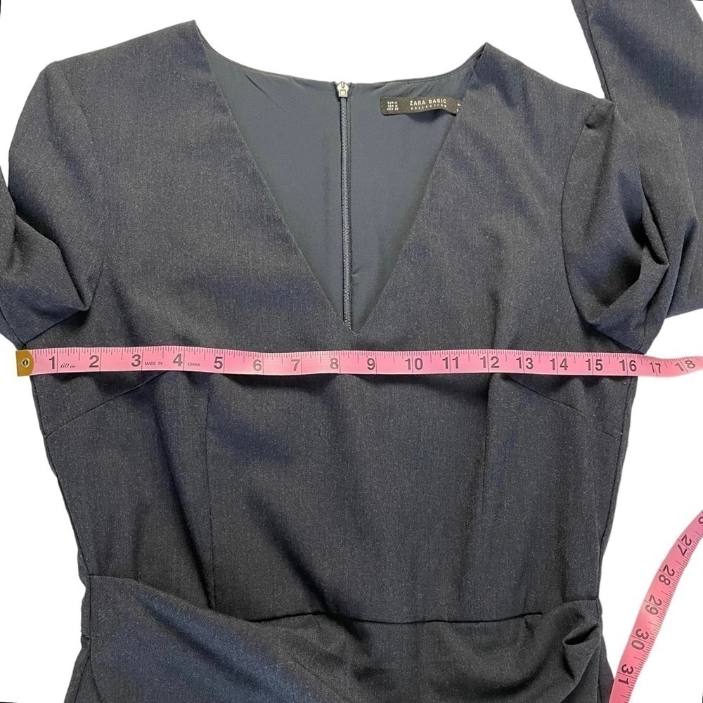 Zara Basic V Neck Ruched Side Dress - Picture 8 of 11